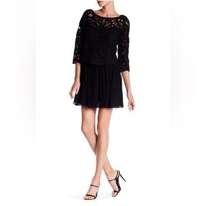 Joie black dress with crochet top